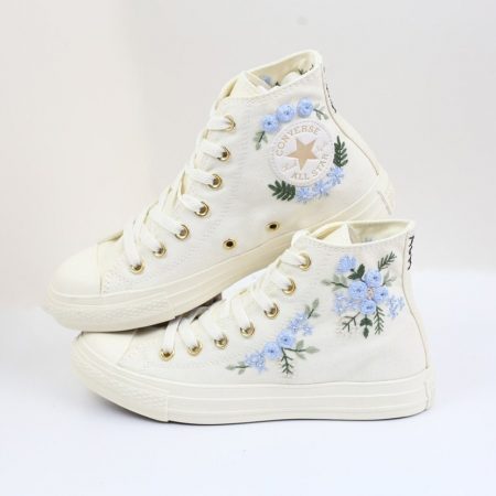 Custom Wedding Sneakers – Bridal Flower Embroidered Converse & Personalized Reception Shoes