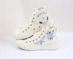 Custom Wedding Sneakers – Bridal Flower Embroidered Converse, Personalized Reception Shoes