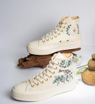 Unique Custom Name Wedding Sneakers – Bridal Flower Embroidered Reception Shoes